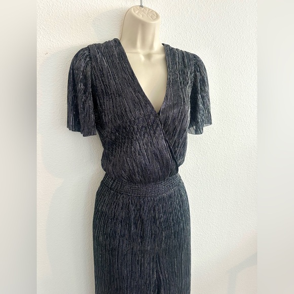 Banana Republic Wide Leg Jumpsuit NWT Navy Silver Shimmer Cocktail Party Sz M - Picture 8 of 13